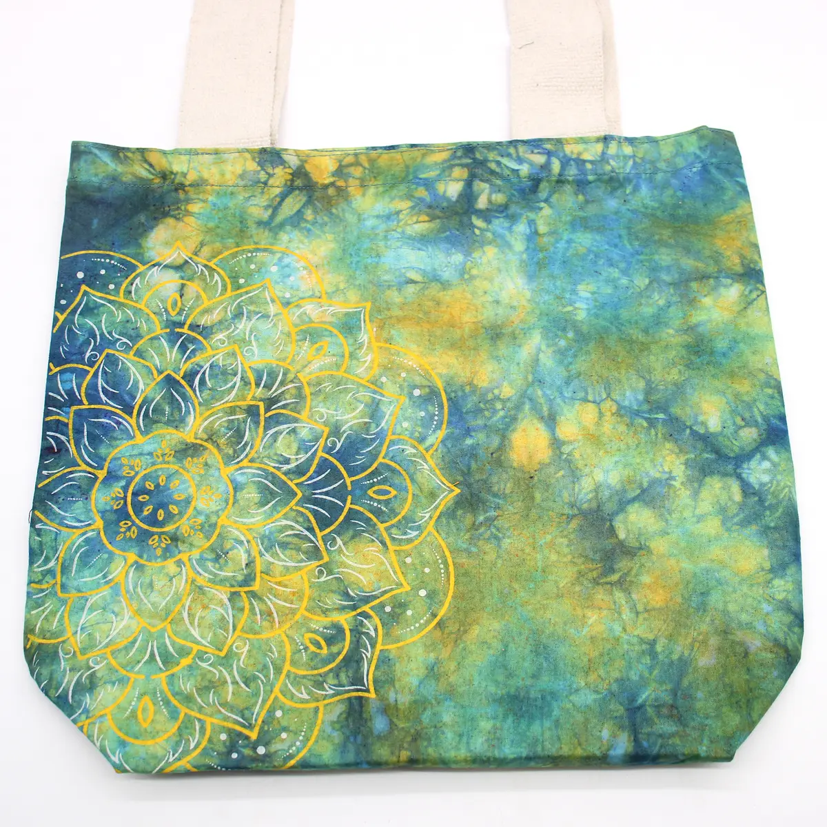 Batikkamönstrad bomullsväska med mandalamönster 38x42x12 cm - produktbild 3