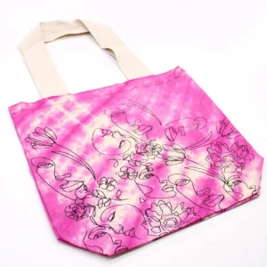 Batikkamönstrad bomullsväska med mönster Pretty Face 38x42x12 cm - produktbild 2