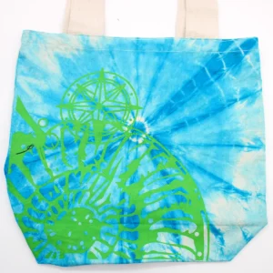 Batikkamönstrad bomullsväska med snäckmotiv 38x42x12 cm - produktbild 3
