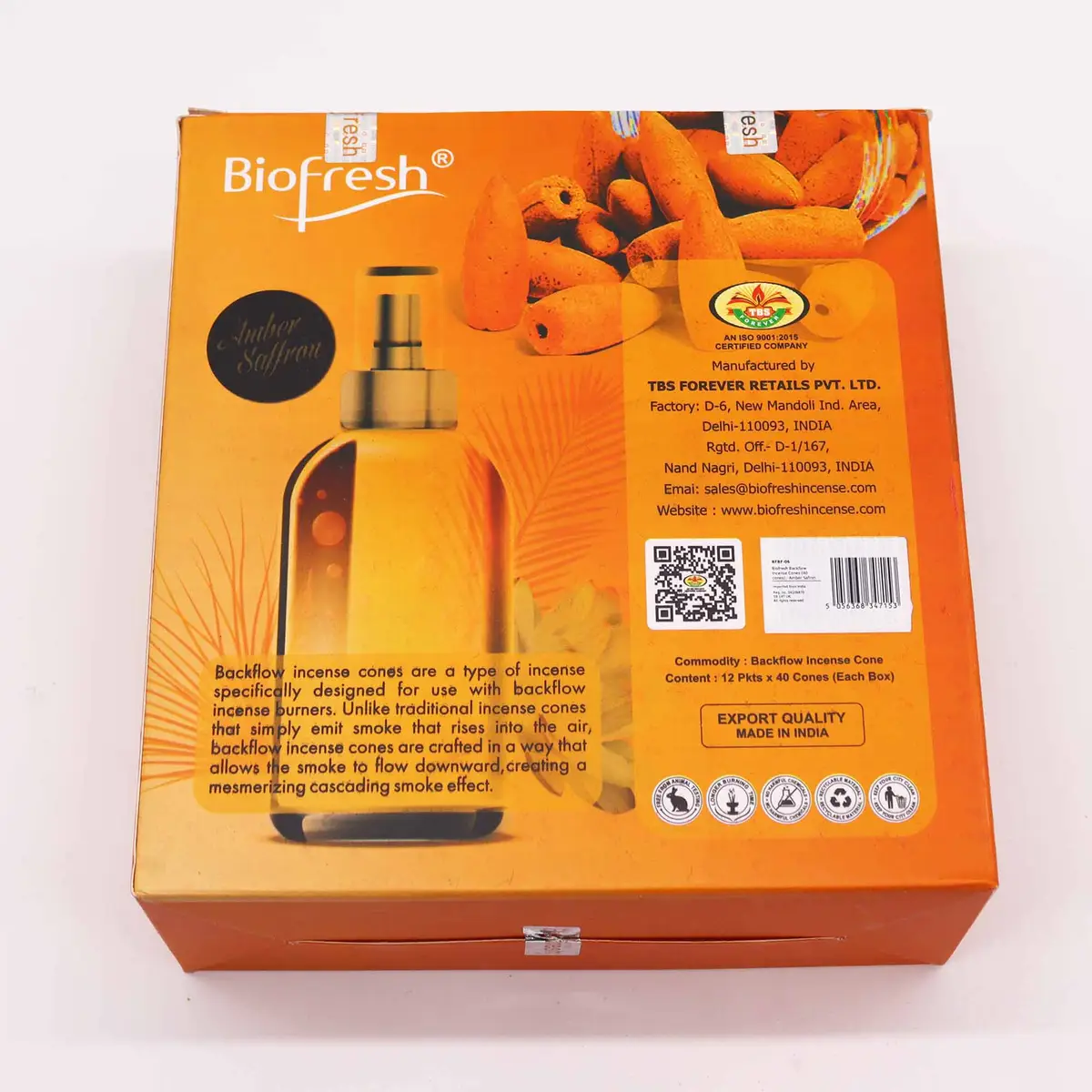 Biofresh Backflow Rökelsekoner Amber Safran, 40-pack - produktbild 4