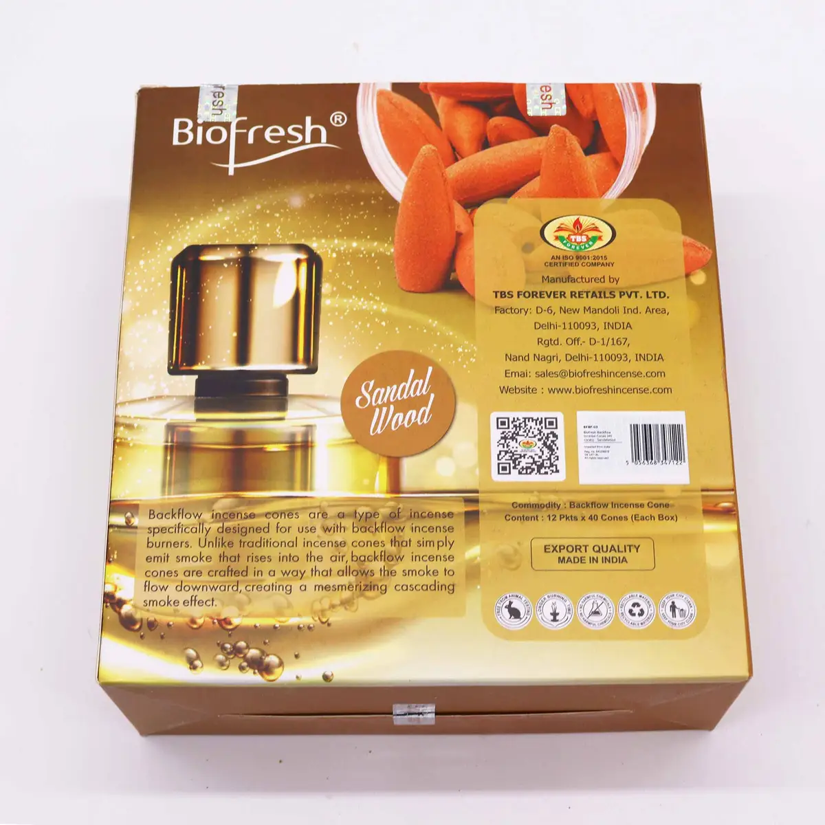 Biofresh Backflow rökelsekoner i sandalträ, 40-pack - produktbild 4