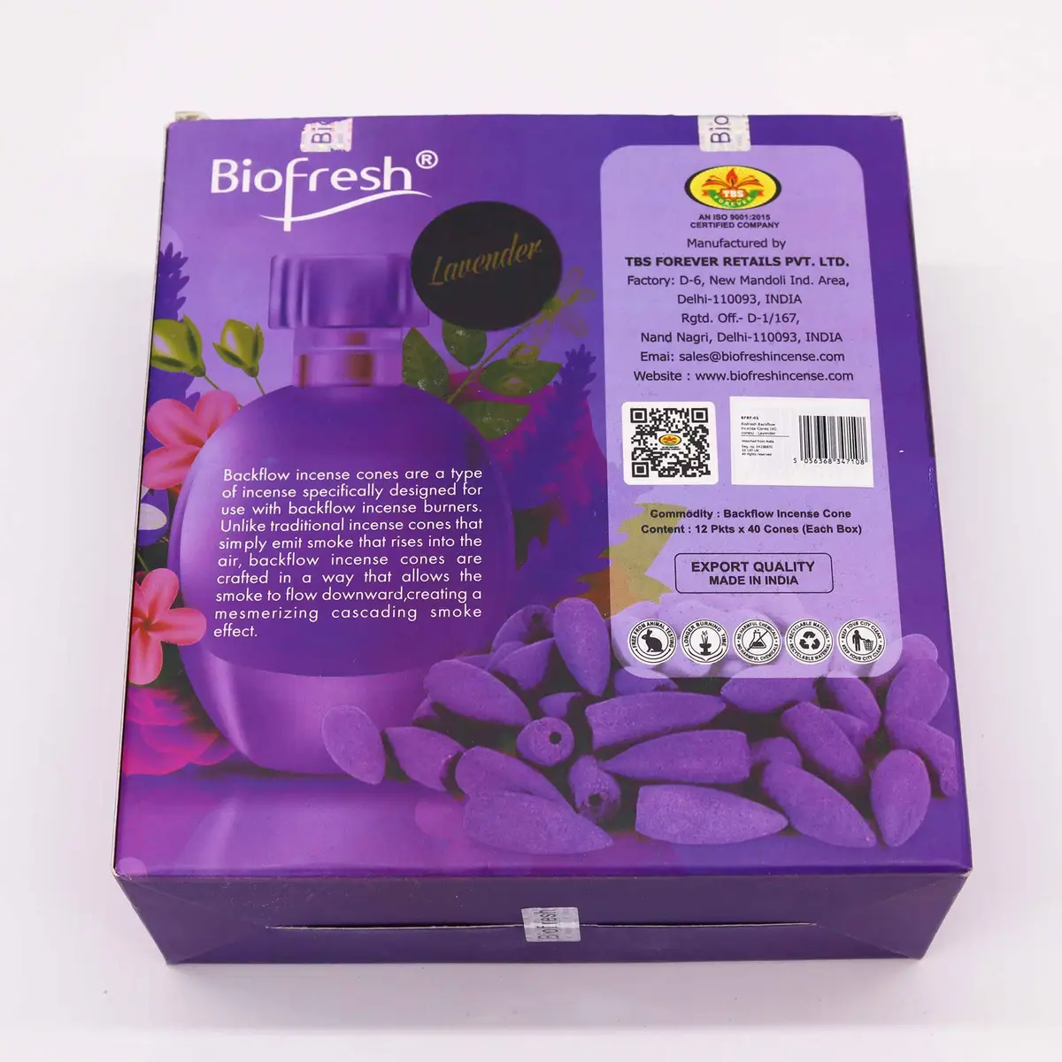 Biofresh Backflow Rökelsekoner Lavendel 40-pack - produktbild 5