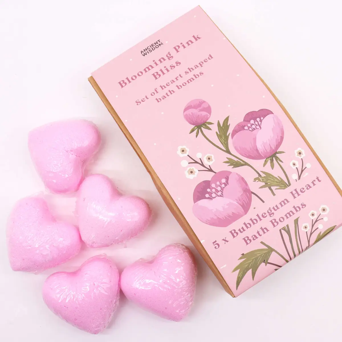 Blooming Pink Bliss presentset med hjärtformade badbomber - produktbild 2