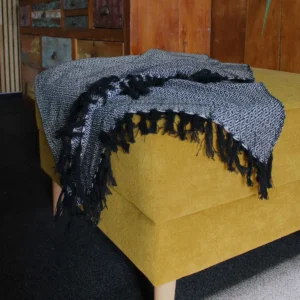 Bohemisk bomullspläd med diamantmönster i kolgrått 125x150 cm - produktbild 2
