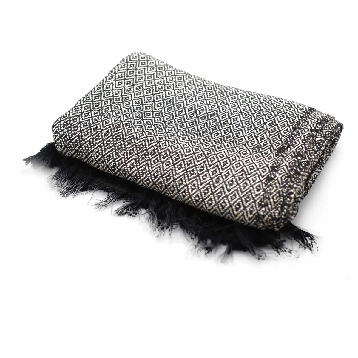 Bohemisk bomullspläd med diamantmönster i kolgrått 125x150 cm - produktbild 3