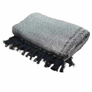 Bohemisk bomullspläd med diamantmönster i kolgrått 125x150 cm - produktbild 4