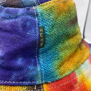 Boho festivalhatt i hampa och bomull med batikmönster - produktbild 2