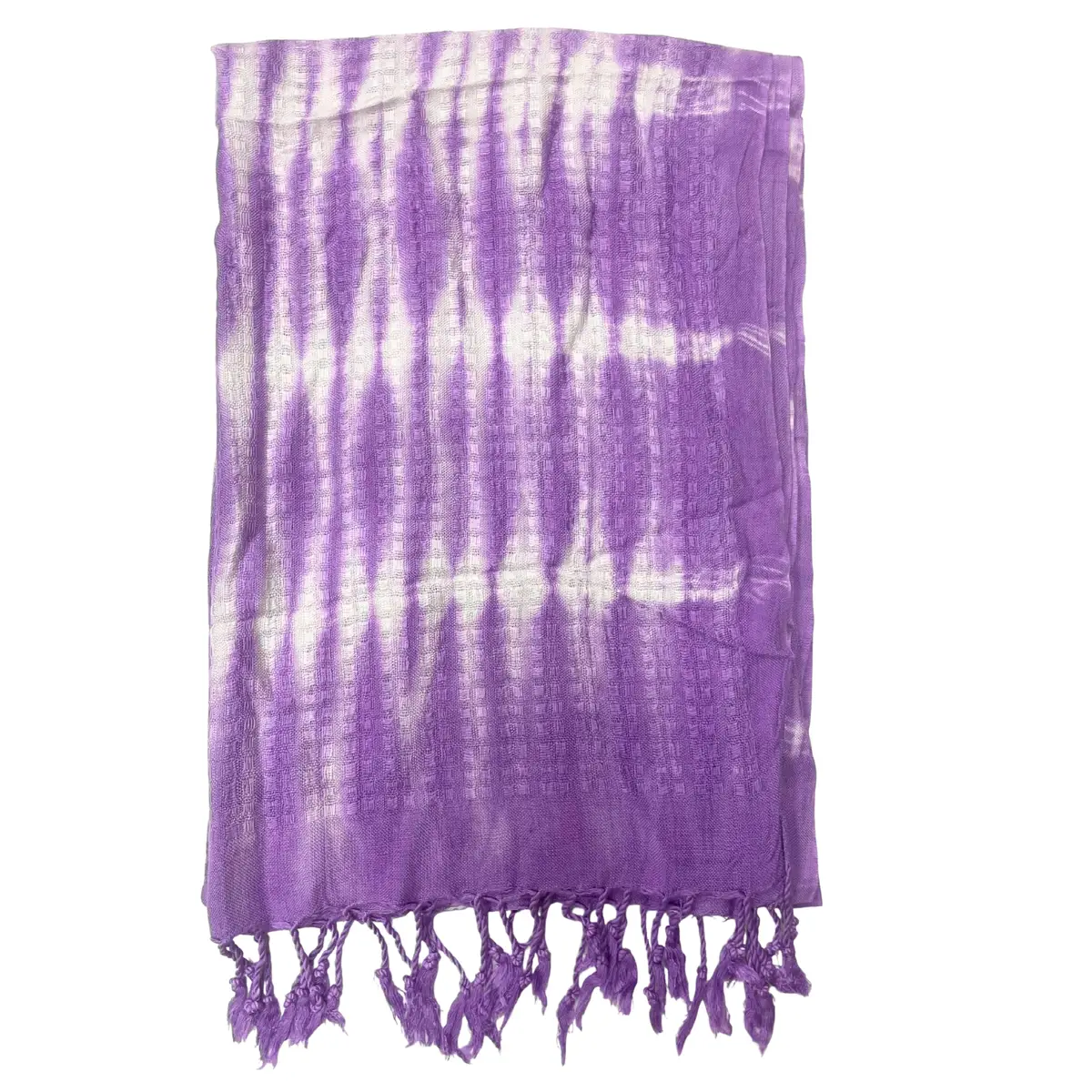Lavendelfärgad Boho Java Art sjal med ränder och fransar
