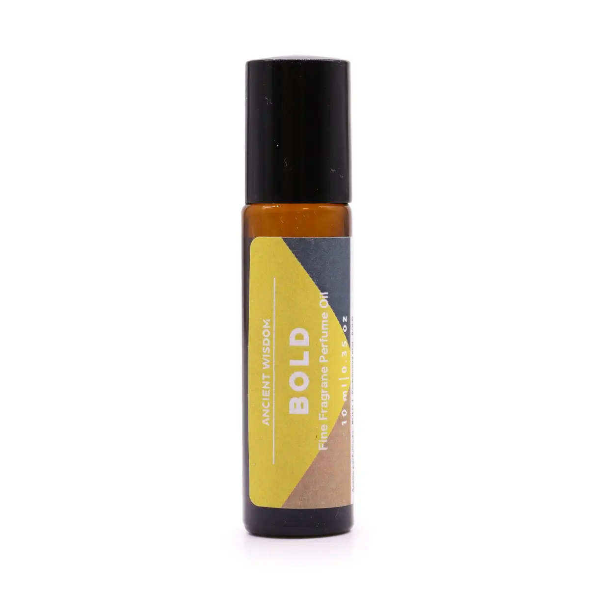 Flaska med Bold finare doftolja i roll-on 10 ml med svart lock och färgad etikett