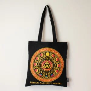 Svart bomullskasse med färgstarkt Luna Alchemy Wheel-tryck