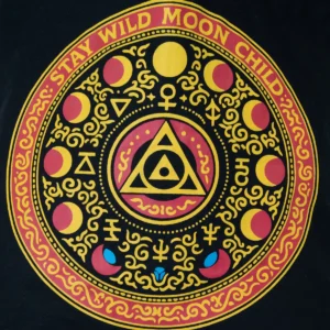 Bomullskasse med Luna Alchemy Wheel-motiv i svart - produktbild 2