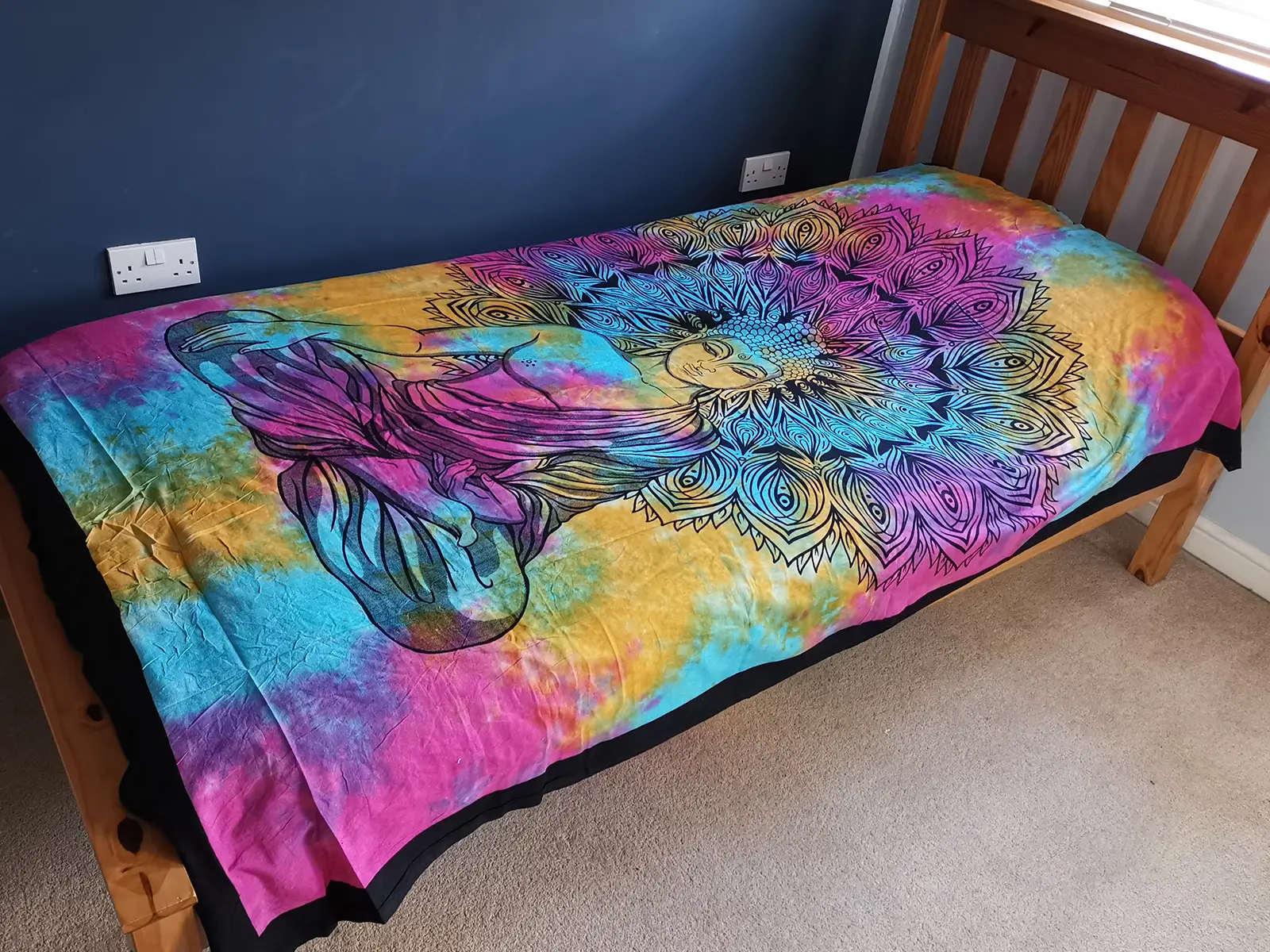 Bomullstäcke och väggbonad med Buddha-motiv 130x200 cm - produktbild 4