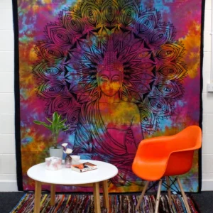 Bomullstäcke och väggbonad med Buddha-motiv 230 x 200 cm - produktbild 2