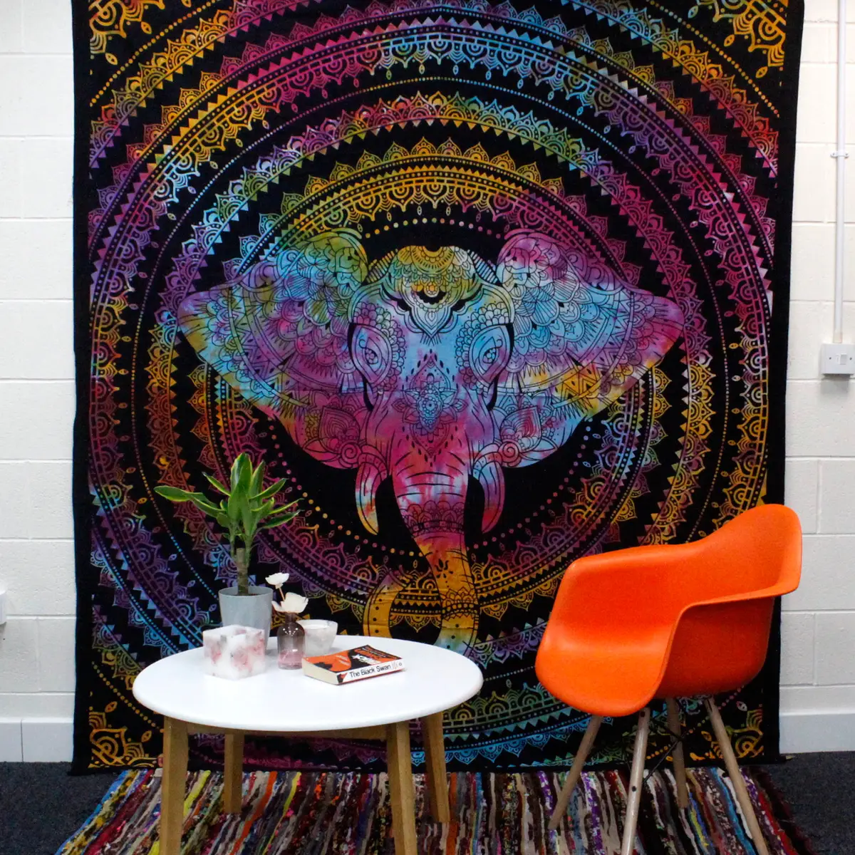 Bomullstäcke och väggbonad med elefanthuvud 230x200 cm - produktbild 3