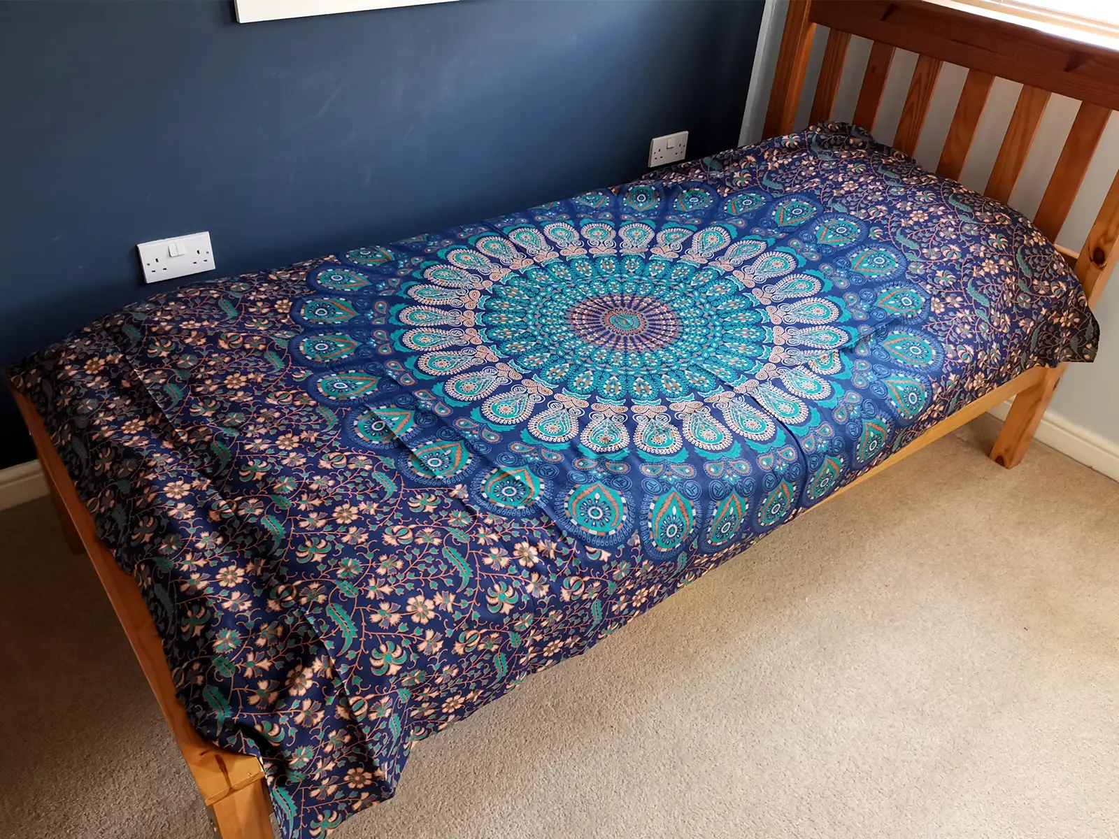 Bomullstäcke och väggbonad med mandalamönster 130x200 cm - produktbild 2