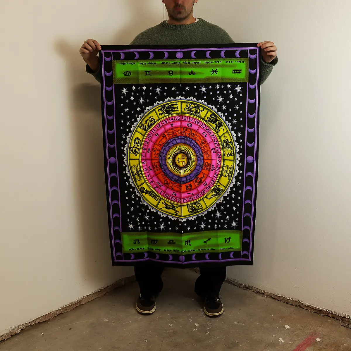 Bomullsväggbonad med färgglad zodiak, 70x110 cm - produktbild 2
