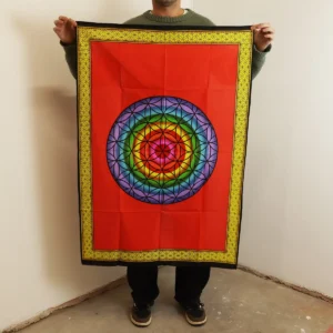 Bomullsväggbonad med regnbågsfärgad Livets blomma 70x110 cm - produktbild 2