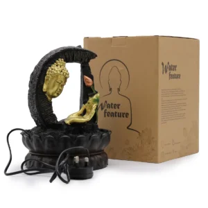 Bordsvatteninstallation med gyllene Buddha och lotus, 30 cm - produktbild 5