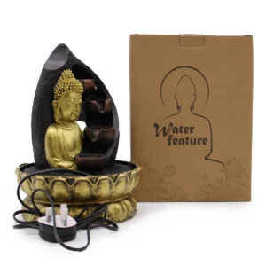 Bordsvatteninstallation med gyllene Buddha och vattenkannor 30 cm - produktbild 2
