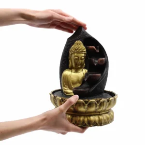 Bordsvatteninstallation med gyllene Buddha och vattenkannor 30 cm - produktbild 3