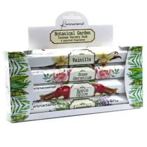 Presentförpackning med fyra olika doftande rökelsepinnar från Botanical Garden