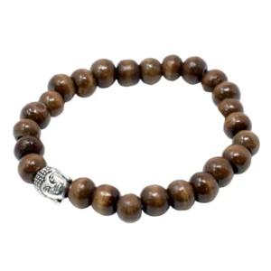 Brunt armband med träpärlor och Buddha-berlock - produktbild 3