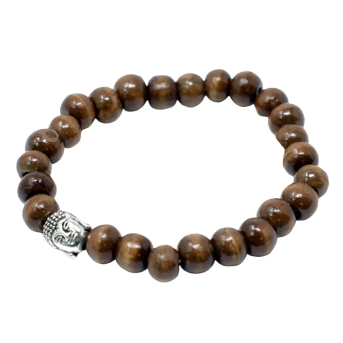 Brunt armband med träpärlor och Buddha-berlock - produktbild 3
