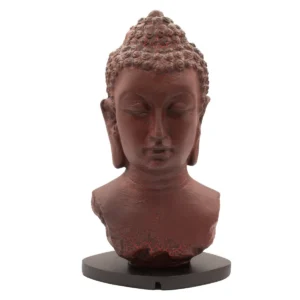 Buddha-bystlampa i smält lava med oval svart fot