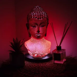 Buddha-bystlampa i smält lava med oval fot - produktbild 3