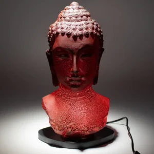 Buddha-bystlampa i smält lava med oval fot - produktbild 4