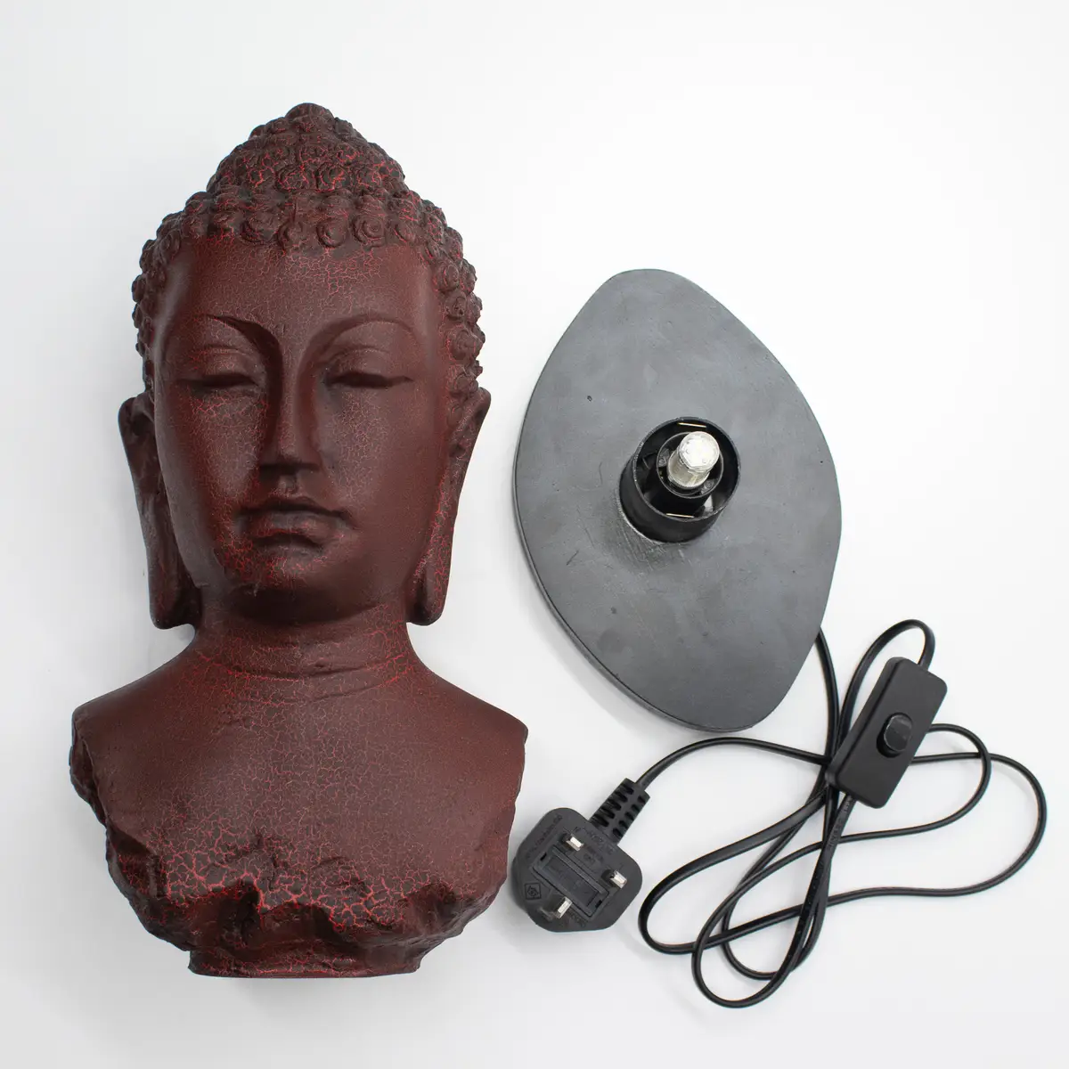 Buddha-bystlampa i smält lava med oval fot - produktbild 7