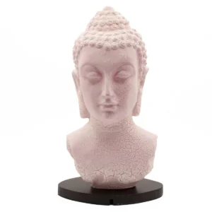 Buddha-bystlampa med mjuk körsbärssprickig yta på oval svart bas