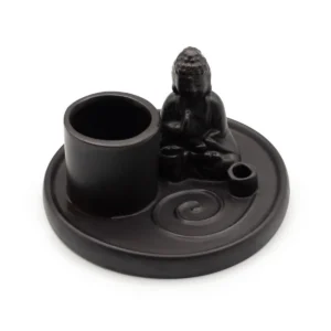 Buddha-rökelsefat i keramik matt svart - produktbild 2