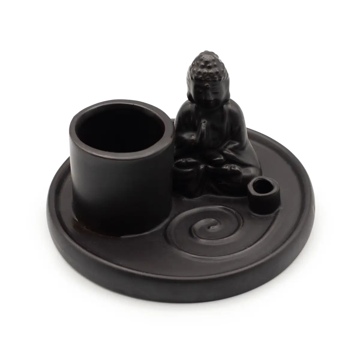 Buddha-rökelsefat i keramik matt svart - produktbild 7
