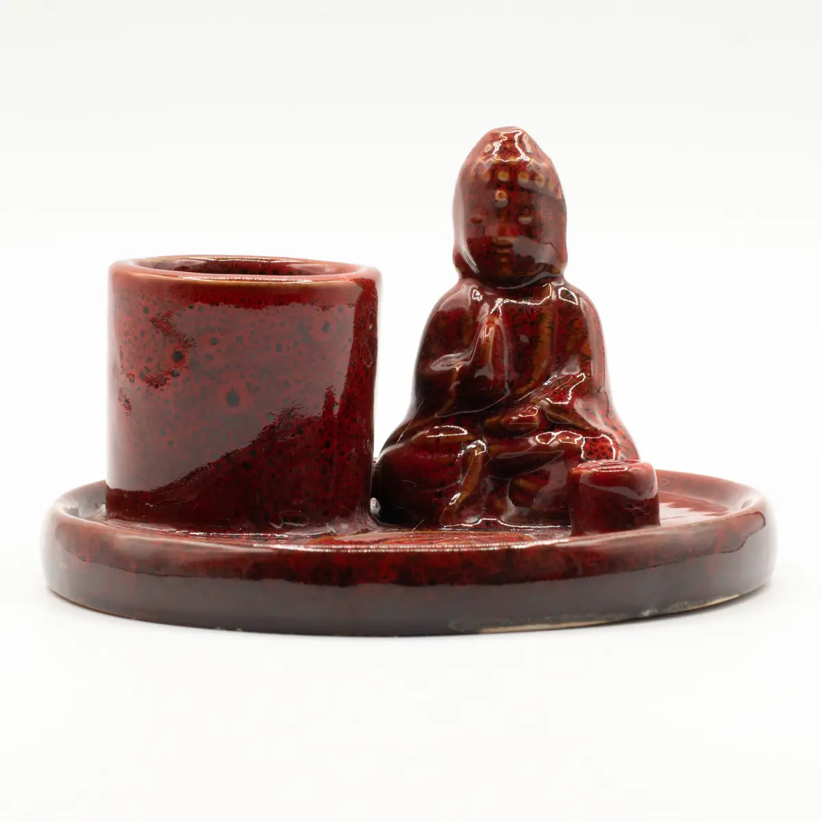 Buddha-rökelsefat i keramik mjuk röd - produktbild 3