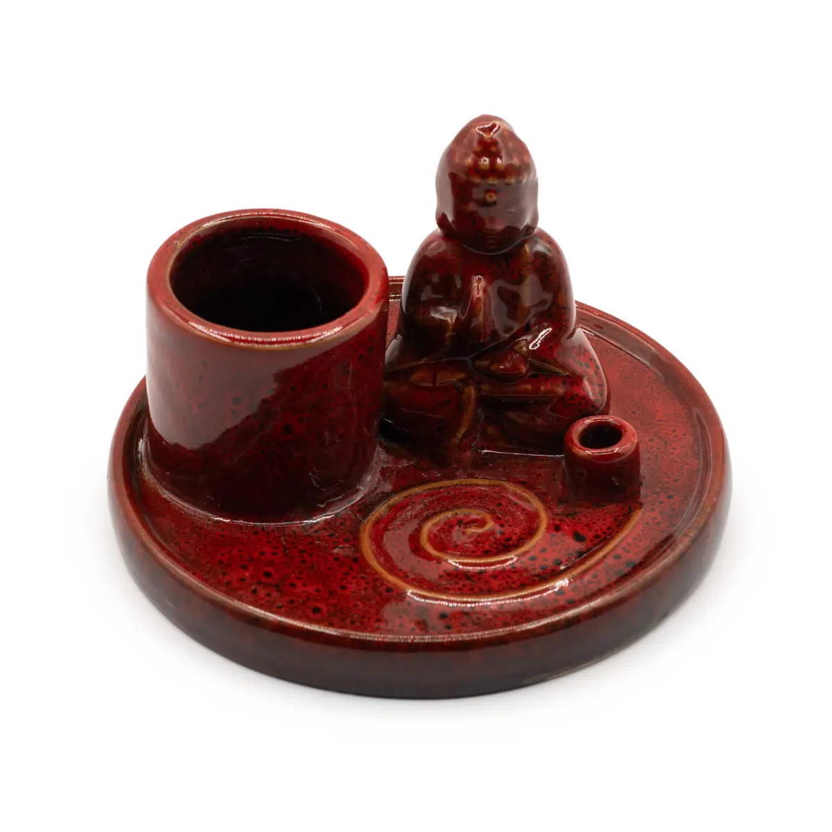 Buddha-rökelsefat i keramik mjuk röd - produktbild 6