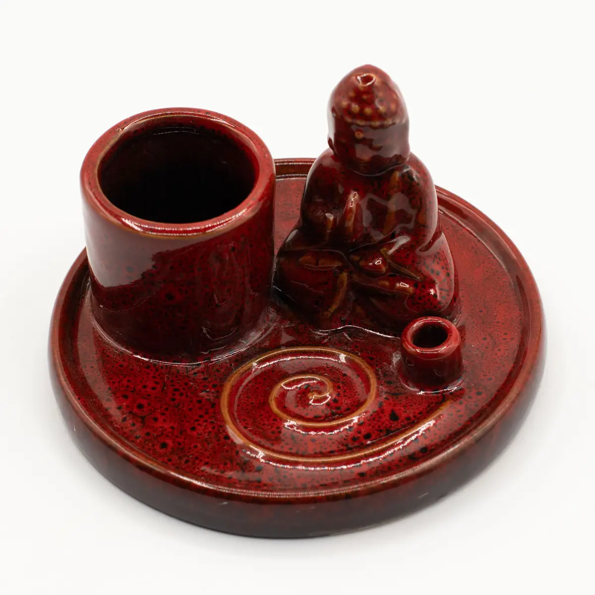 Buddha-rökelsefat i keramik mjuk röd - produktbild 7