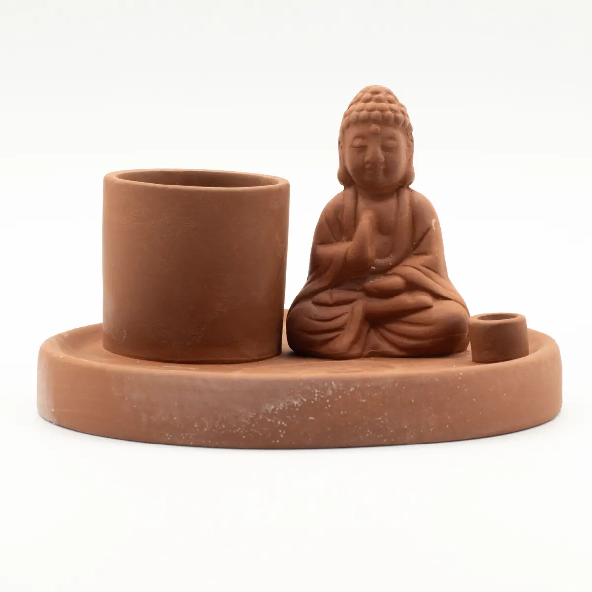 Buddha-rökelsefat i terrakotta för rökelsepinnar och koner - produktbild 2