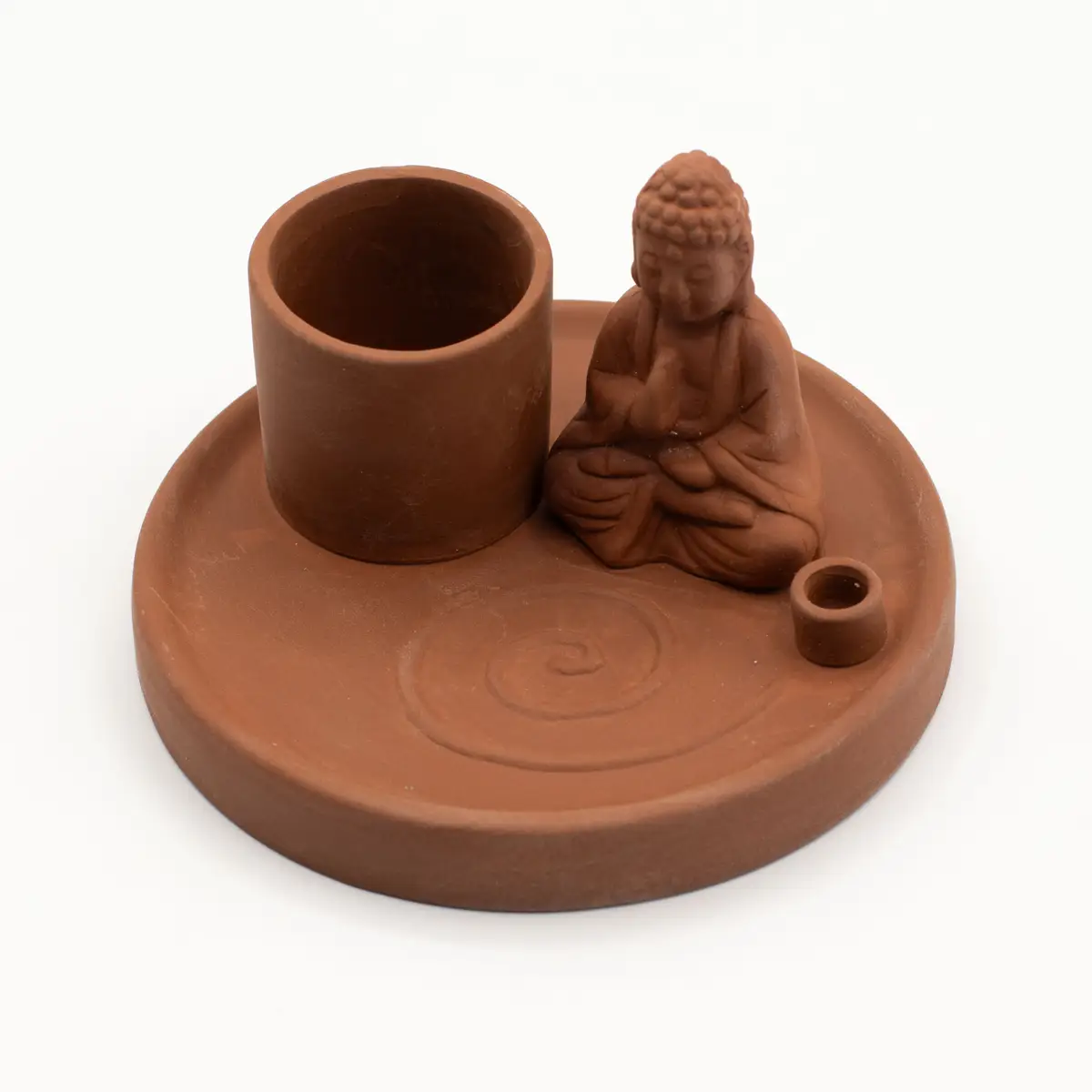 Buddha-rökelsefat i terrakotta för rökelsepinnar och koner - produktbild 3