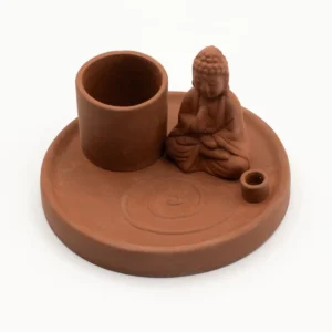 Buddha-rökelsefat i terrakotta för rökelsepinnar och koner - produktbild 9