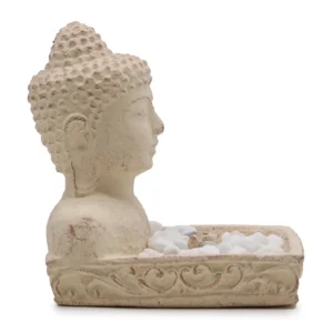 Buddha rökelsehållare i sten, krämfärgad - produktbild 2