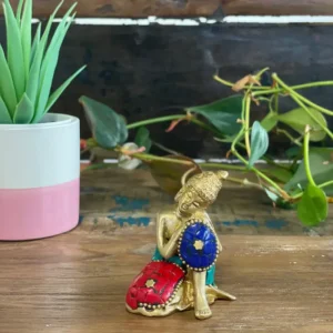Buddhafigur i mässing med eftertänksam pose 6,5 cm - produktbild 3