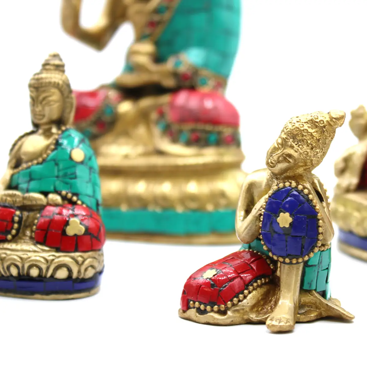 Buddhafigur i mässing med eftertänksam pose 6,5 cm - produktbild 4