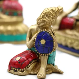 Buddhafigur i mässing med eftertänksam pose 6,5 cm - produktbild 5