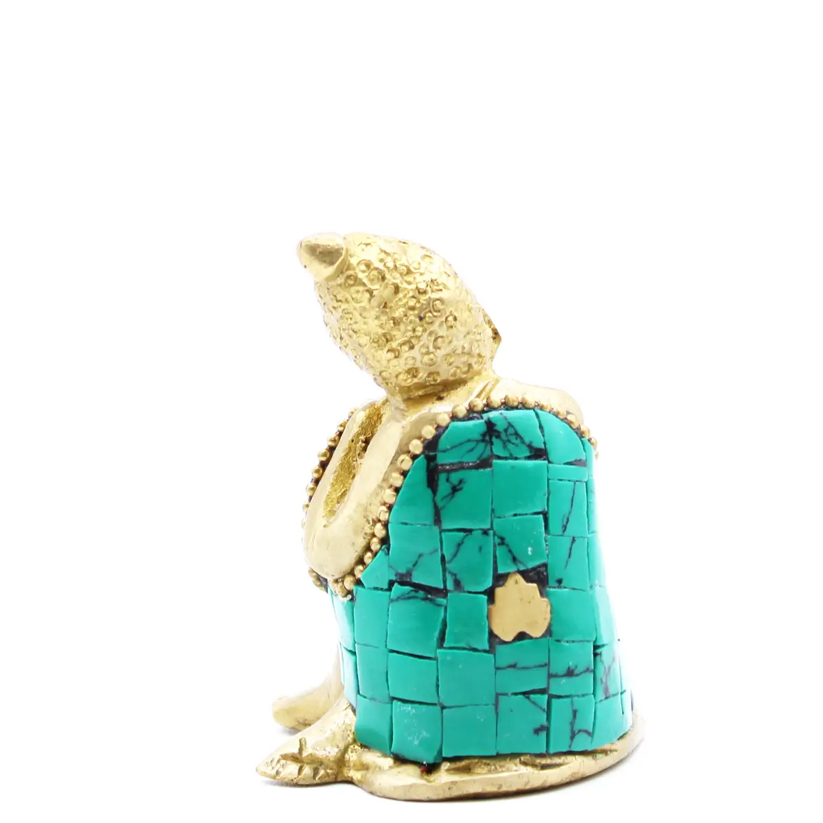 Buddhafigur i mässing med eftertänksam pose 6,5 cm - produktbild 6