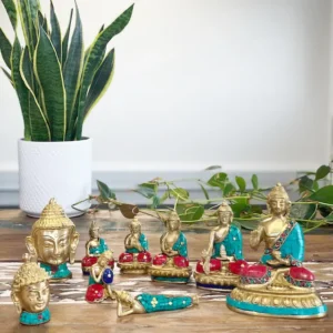 Buddhafigur i mässing med eftertänksam pose 6,5 cm - produktbild 7