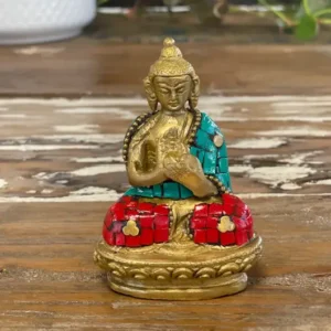 Buddhafigur i mässing med upphöjda händer 7,5 cm - produktbild 2