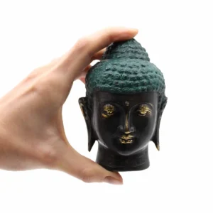 Buddhahuvud i antik mässing, medium - produktbild 2