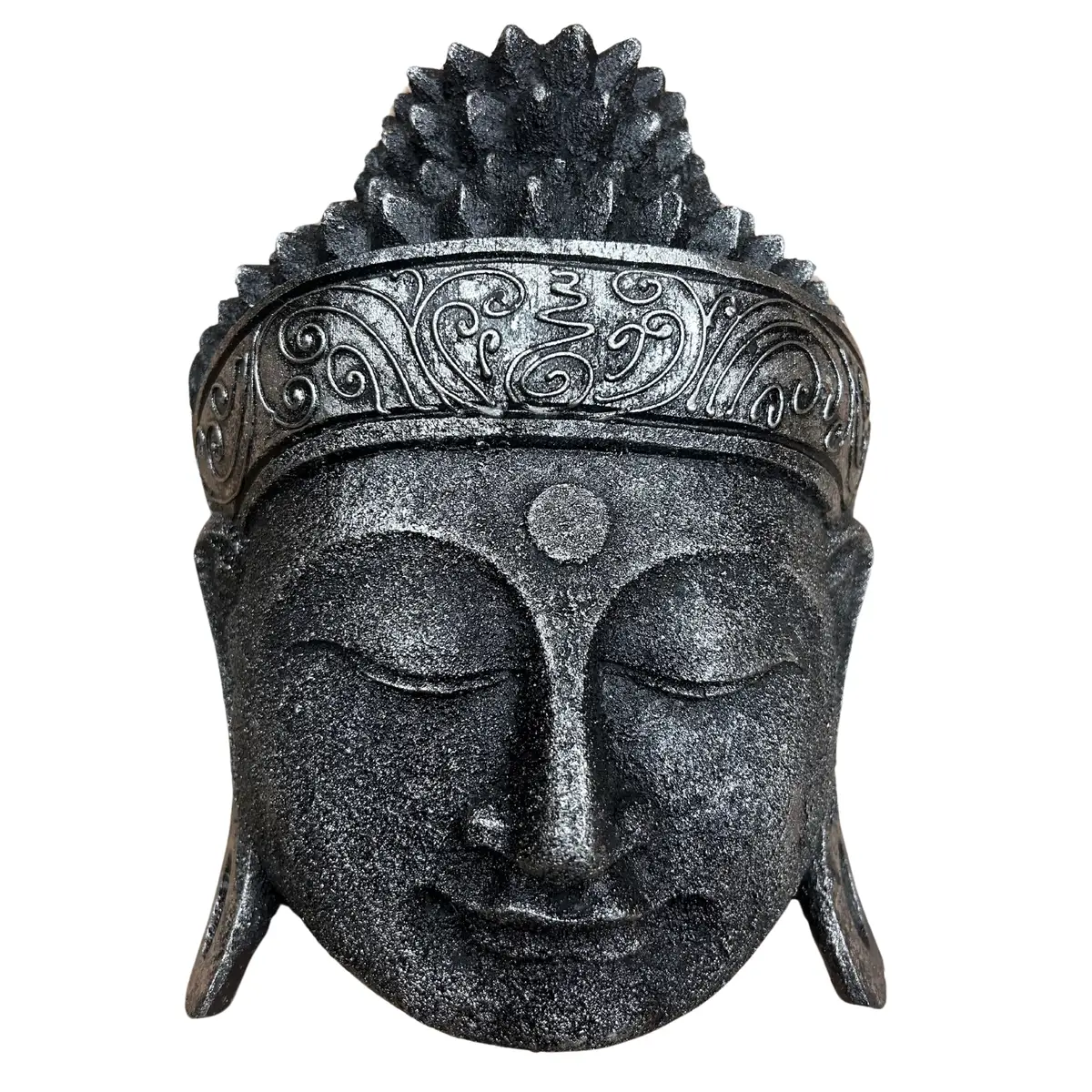 Buddhahuvud i silverfinish för heminredning 25 cm - produktbild 2
