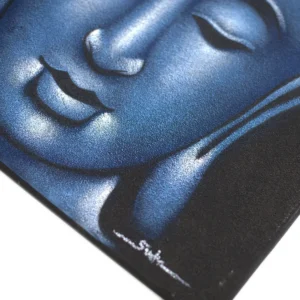 Buddhamålning med blå sandfinish på canvas - produktbild 2